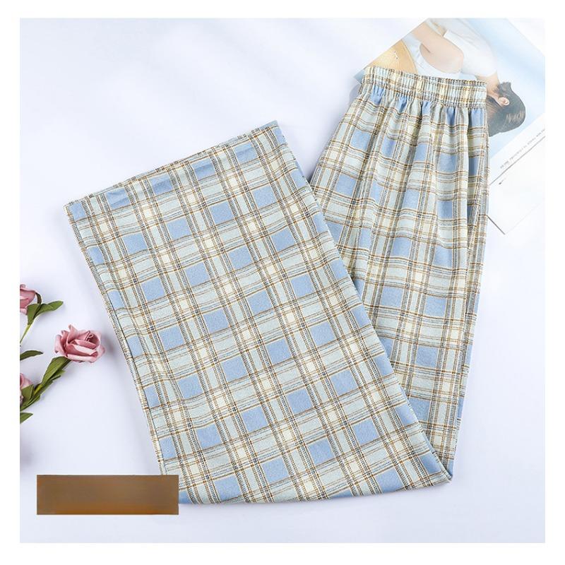 Plaid Pants Women's Summer Thin Section Loose Straight-leg Slimming All-match Casual Pants High Waist Drape Wide-leg Pants