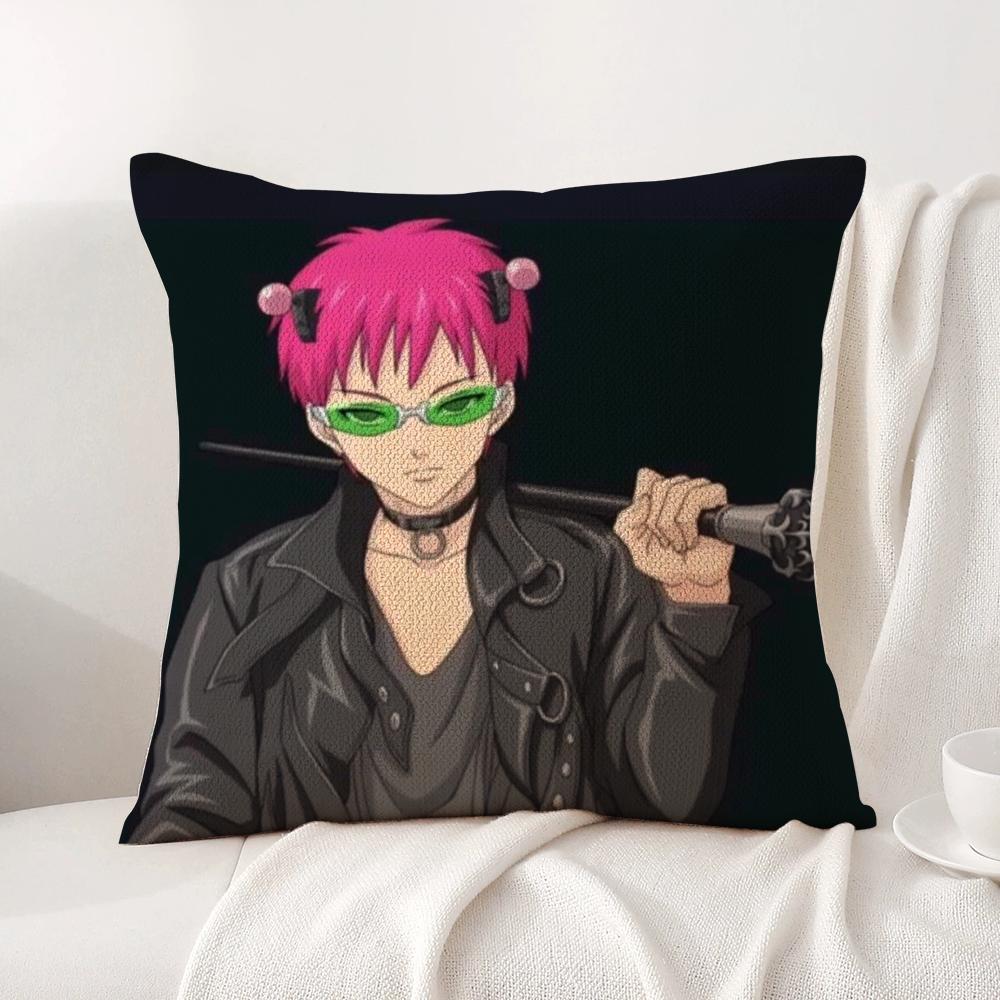 Disastrous Life S-Saiki K Cushion Cover Summer Coolness Linen Fabric Double-Sided Printing Pillow Case Sofa Home Decor Gift