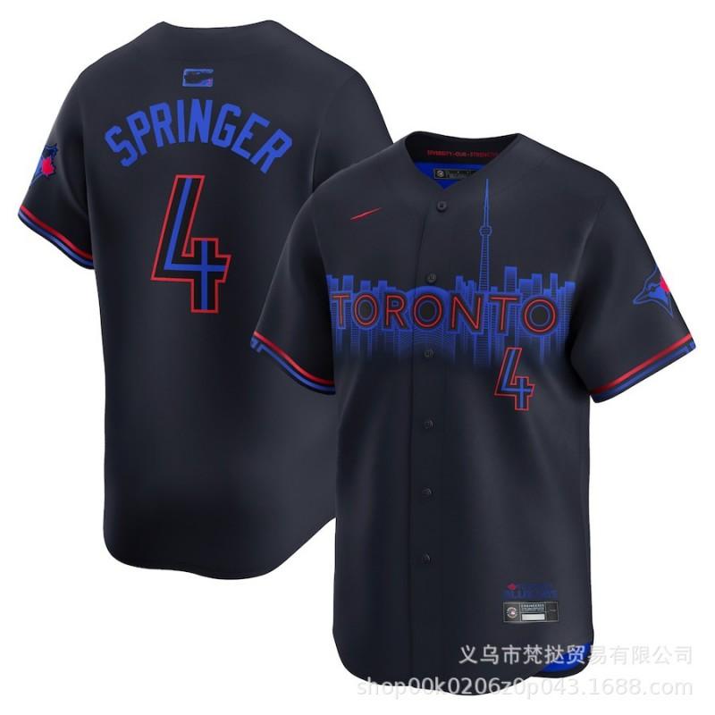 Herren MLB Toronto Blue Jays Individuell Besticktes Baseball Trikot - Guerrero Jr 27 Bichette 11 Springer 4 City Edition
