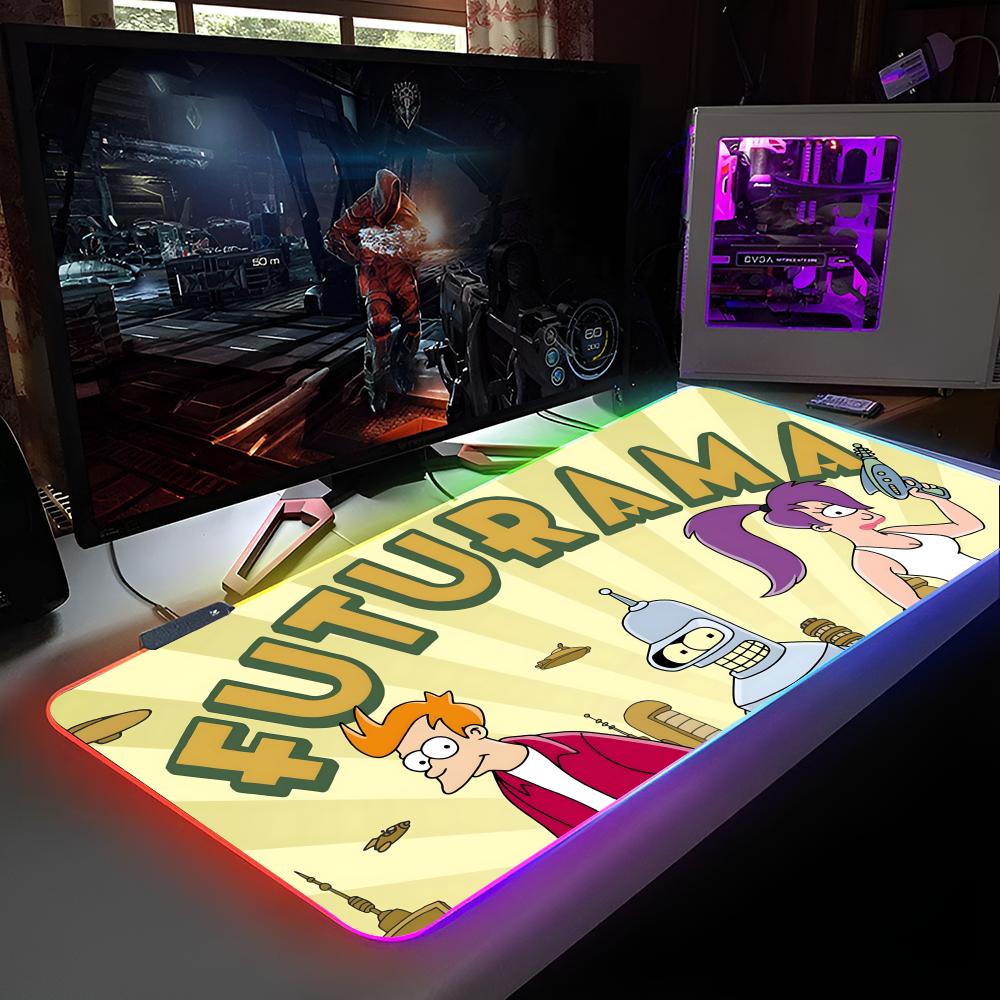 F-Футурама Коврик для мыши RGB Подсветка Коврик для мыши Ноутбук Коврик для мыши Ноутбук Геймер Компьютерный стол Игровые аксессуары RGB600x300x3mm