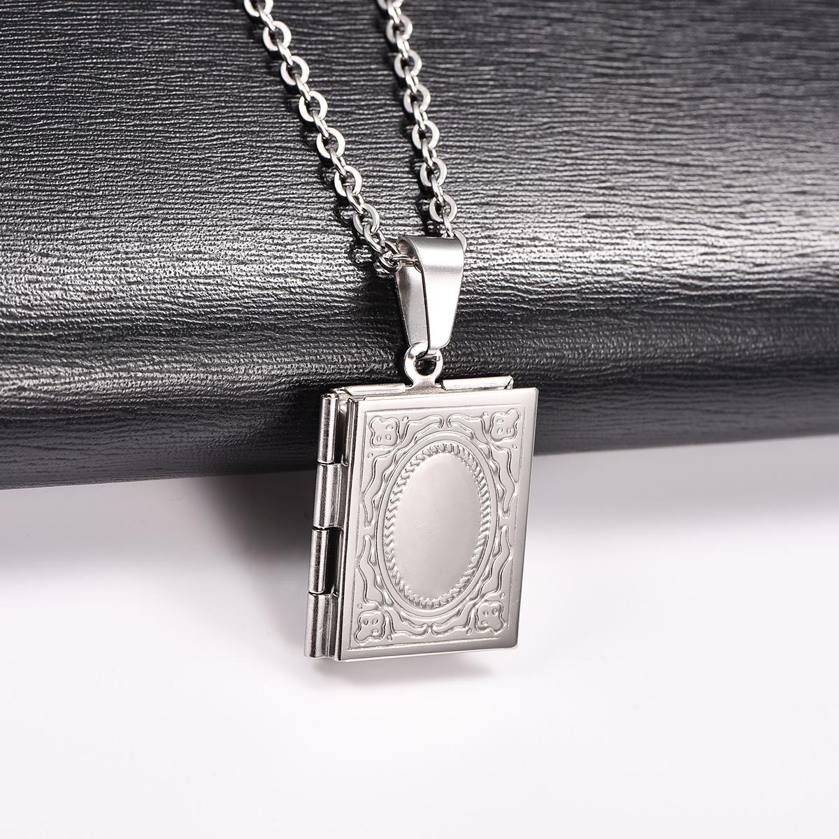 Nerūsējošā tērauda grāmatas formas foto medaljona