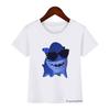 Cute Boys Girls Kawaii Sharking with Sharkdog Cartoon Print Children'S Tshirt Summer Baby Clothes White Short Sleeve Tops