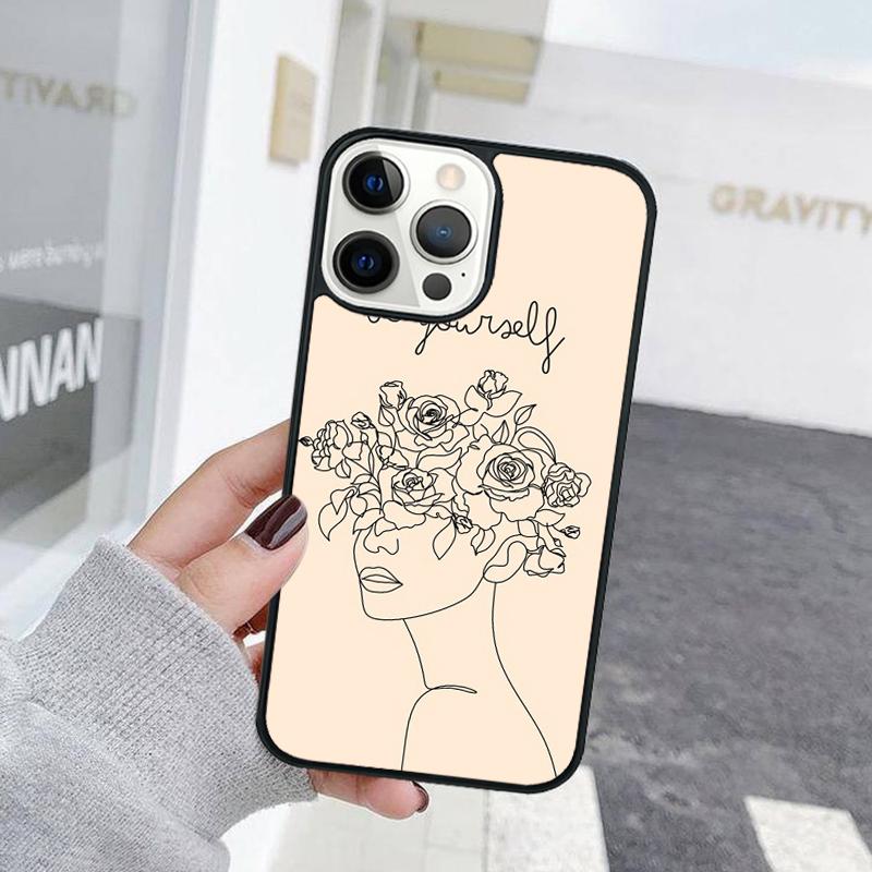 Line Art Sketch Flower Girl Phone Case For iPhone 17 Air 15 16 Cover  11 13 14 Pro Max 12 Plus Max Fundas