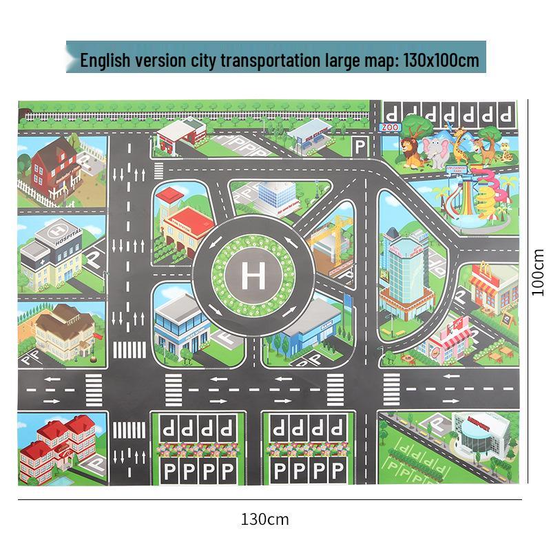 Grenzüberschreitende Kinder-Spielzeug-Parkplatzkarte mit Verkehrsautos - Englische Ausgabe