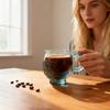 Glass Drinking Cups Wave Ergonomic Grip Reusable Sea Glass Coffee Mug Drinking Cups For Tea Milk Water Beverage Wine Hot Cold