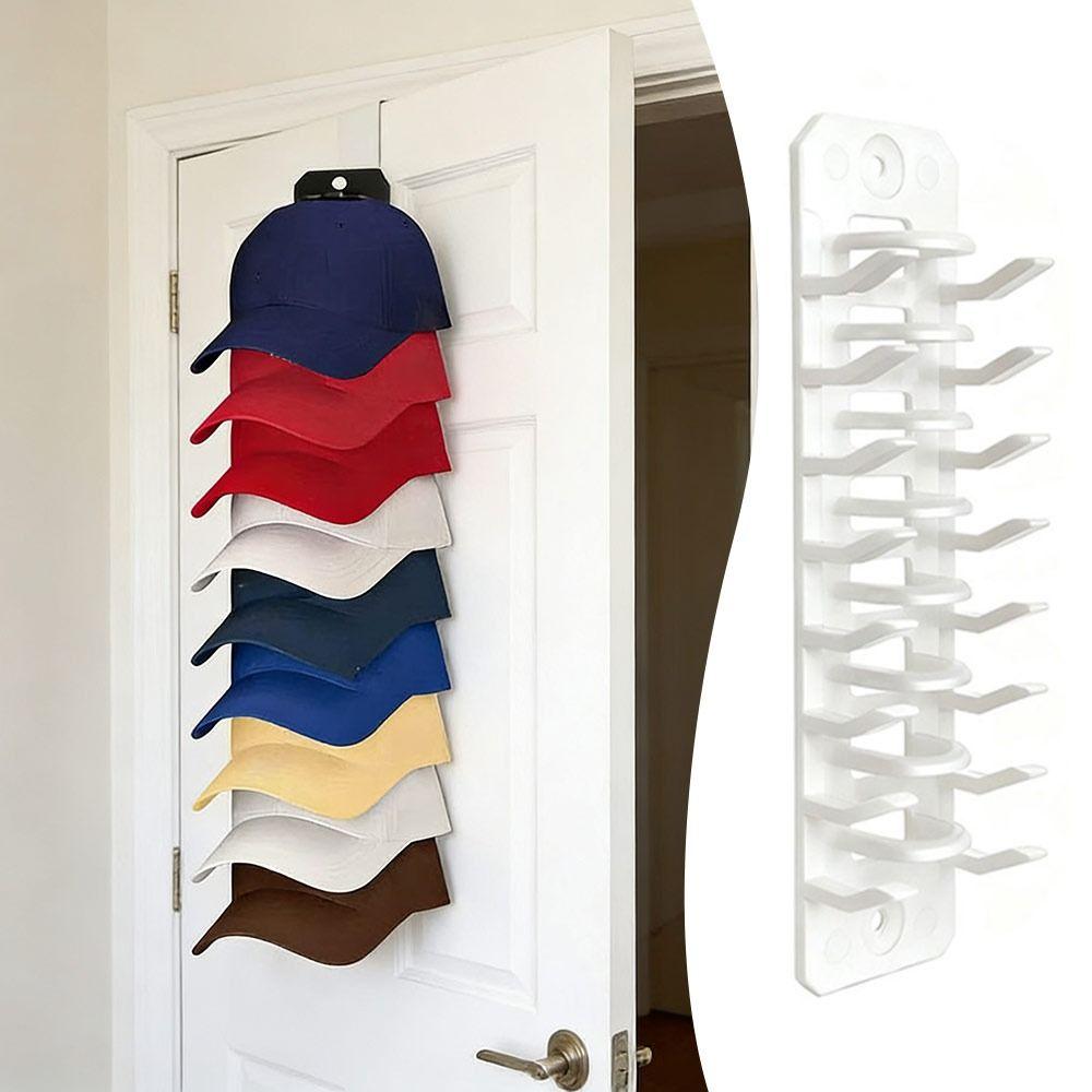 Closet Cap Rack Hat Organizer for Baseball Caps Sundries Storage Plastic Adhesive Hat Hooks for Door Closet Space Saving
