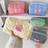 Cloth Korean Plaid Stationery Bag Pen Bag Pencil Pouch Plaid Heart Pencil Case  Kids Children