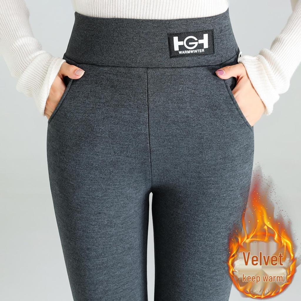 Tjocka Leggings med Fleecefoder för Kvinnor: Hög midja, Lammull, Perfekt för höst och vinter