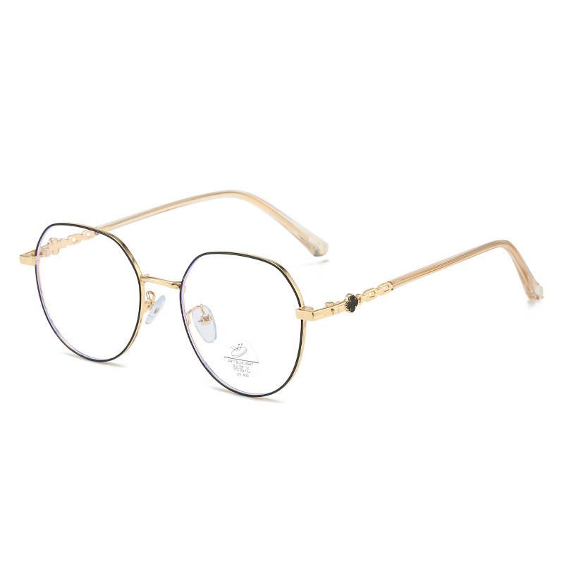 

Round Frame Optical Glasses With Blue Light Blocking Pc Lenses For Women And Teens Black Gold