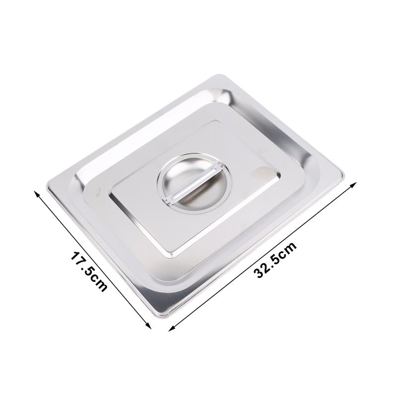 [ZYAS]Stainless Steel 1/9 1/6 1/4 1/3 1/2 1/1 Food Pan Lid Steam Table Pan Covers Notched Lids With Handle Lock Heat
