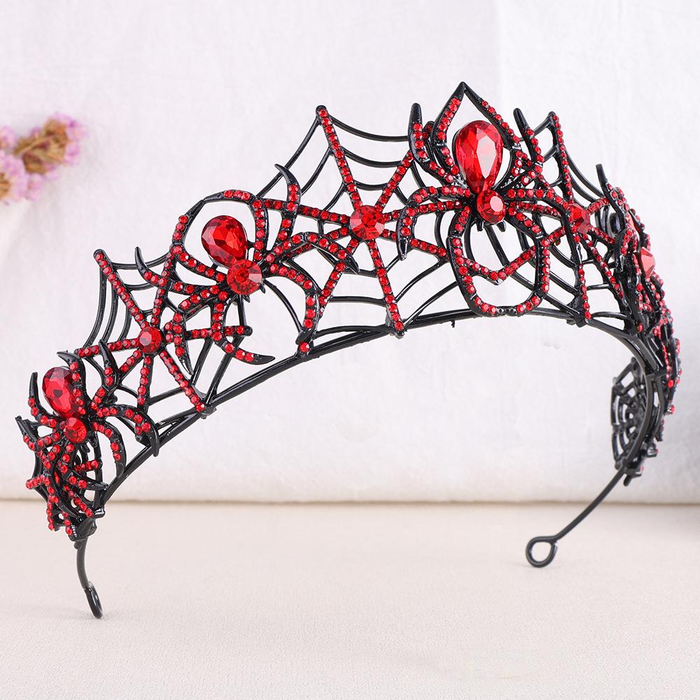 DIEZI Halloween Vintage Crystal Spider Tiara Crown Headwear For Women Girls Wedding Party Princess Bridal Queen Hair Accessories