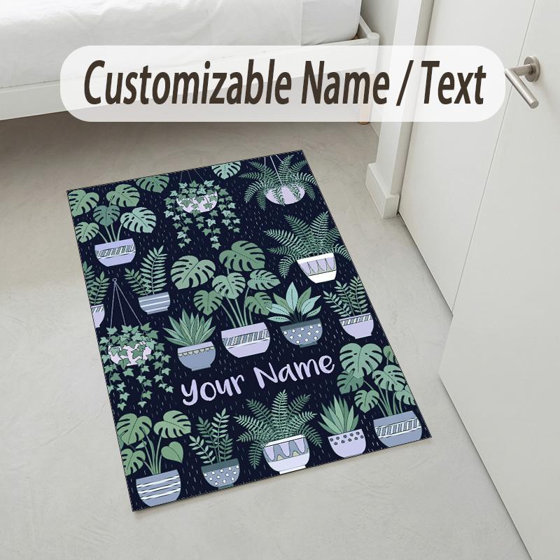 Bohemian Mandala Theme Soft Crystal Velvet Rug Custom Name & Text Print Non Slip Floor Rug for Bedroom Living Room