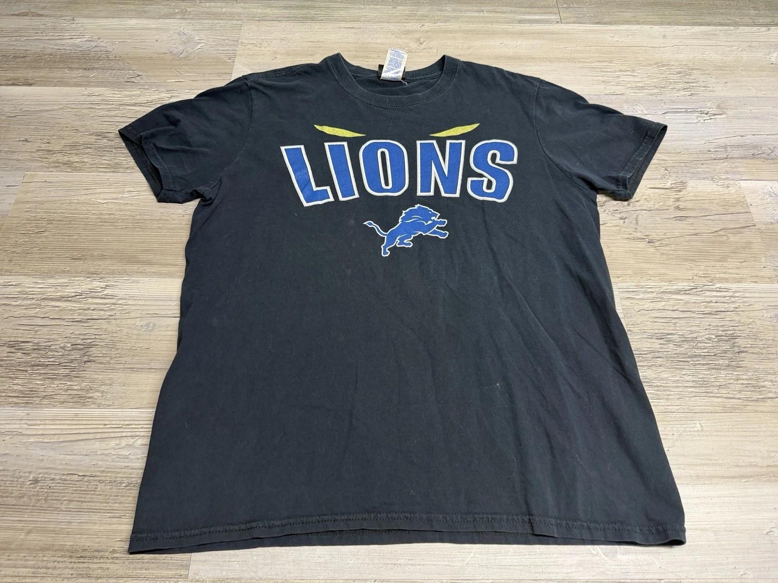 Detroit Lions NFL Team Apparel T Shirt Black Size Medium Football Short Sleeve L
