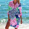 Summer Graffiti 3D Print Blouses Women Long Sleeve Beach Blusas Mid-length Shirts Buttons Shirt Blouse Girl Holiday Pocket Tops