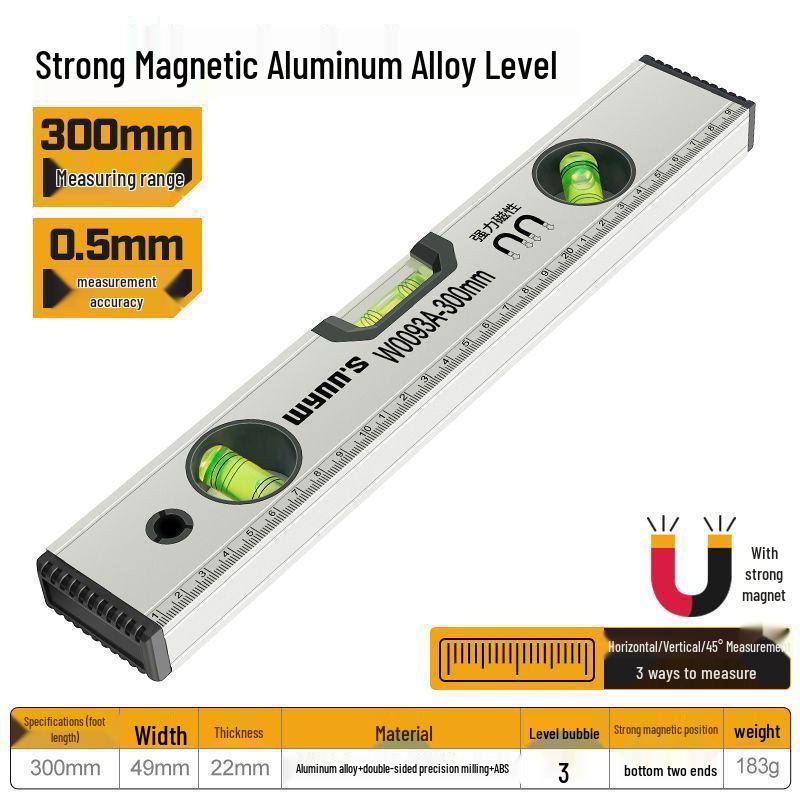 Высокоточный магнитный алюминиевый мини-уровень - Сильный магнит, Прямая кромка