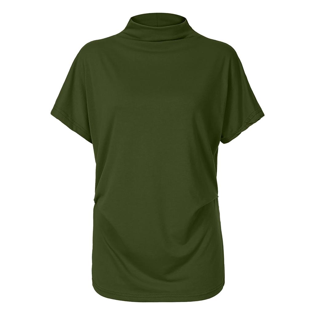 Women's Turtleneck Top Crewneck Short Sleeve T-shirt