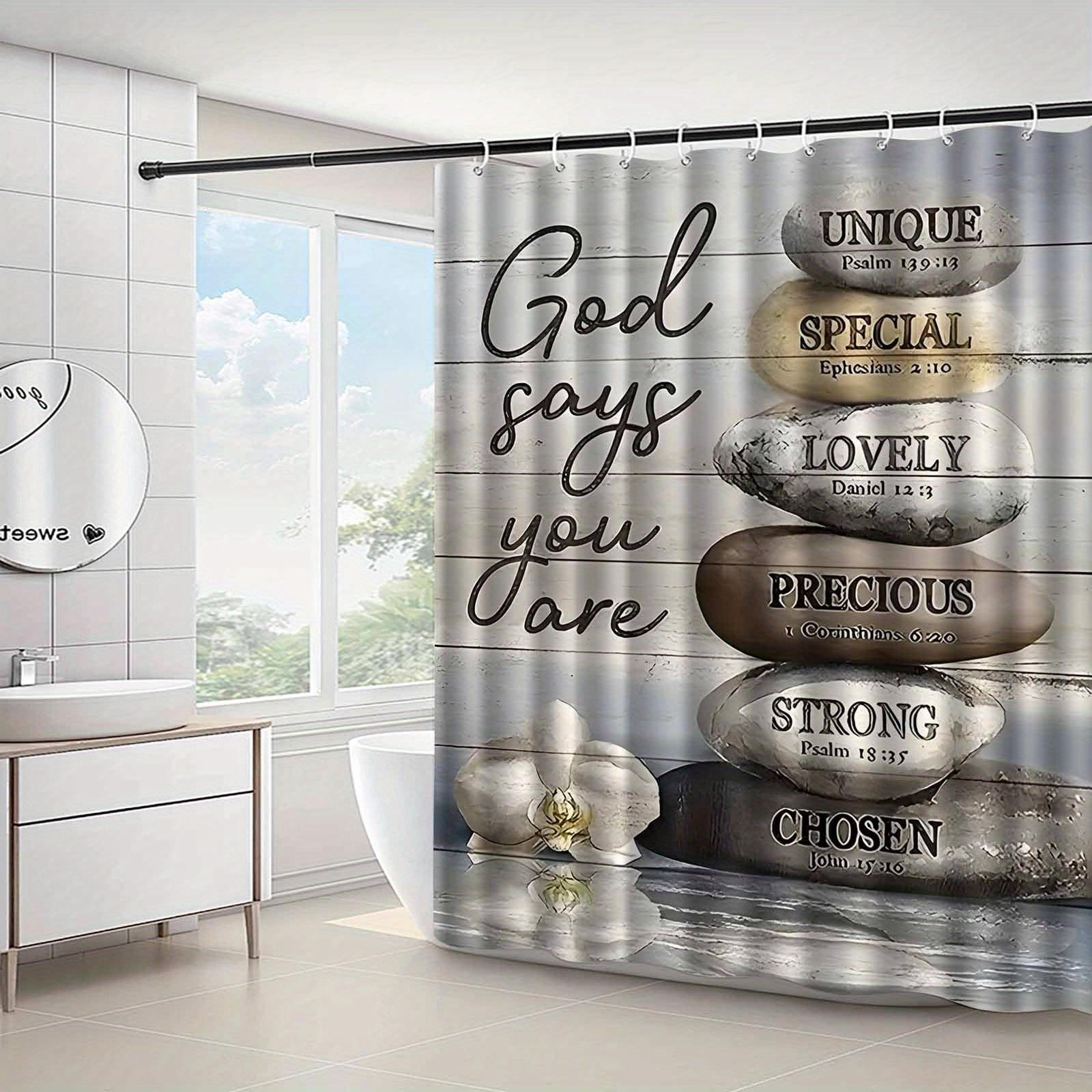 Dunika Chen Inspirational Bible Verse Shower Curtain God Says You Are Unique Special Precious Waterproof Fabric Religious Bathroom Decor