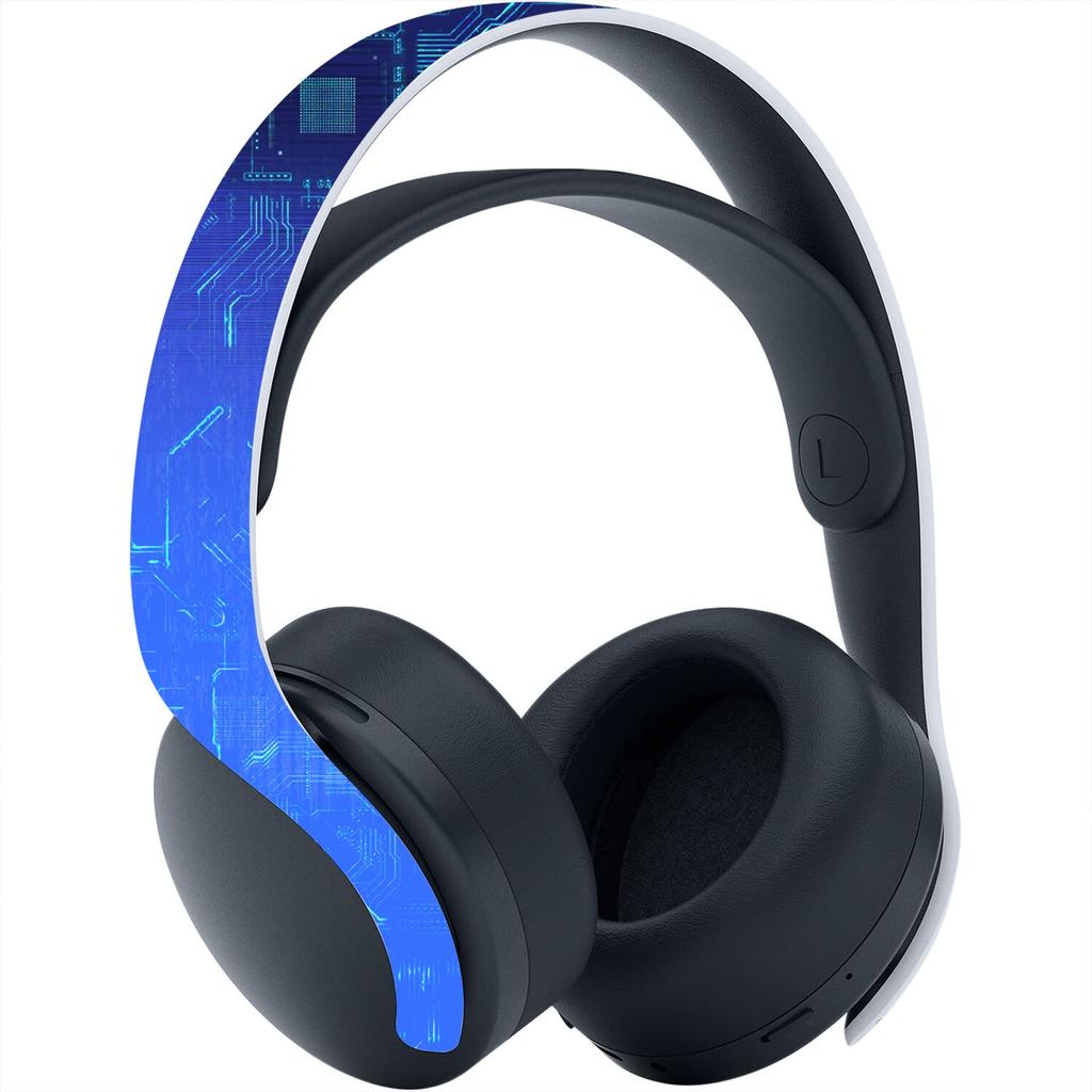 PlayVital Custom Stickers for PS5 Console Disc Edition, PS5 Controller, Charging Station, Headset, and Media Remote [Blue Light Graphic]