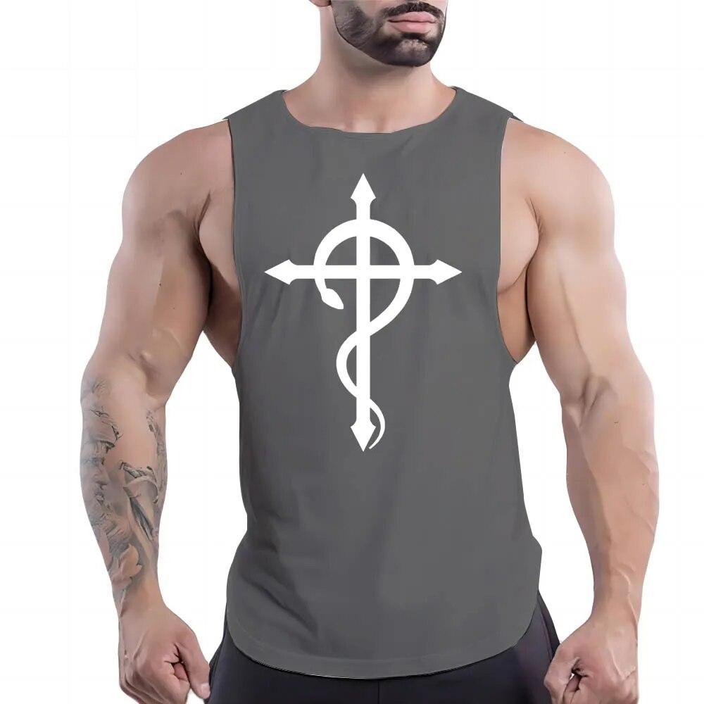Four Seasons Adult Men'S Casual Sports Crew-Neck Vest Creative Graphics 2d Print Simple Trend Breathable Sleeveless T-Shirt