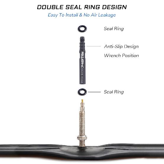 2 PCS 45mm Bicycle Presta Valve Extender Kit with Valve Core Remover Tool for Tubeless Mountain Bike Road Bike MTB