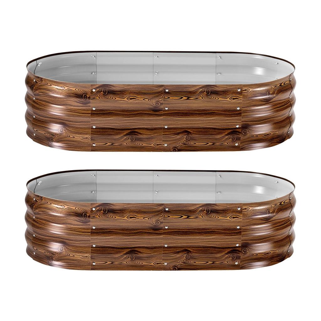 2 Pack Galvanized Raised Garden Beds, 1200 X 600 X 300 Mm, Oval Metal Planter Boxes Kit Outdoor, Bottomless Garden Box with Gloves, Alu-Zinc, for