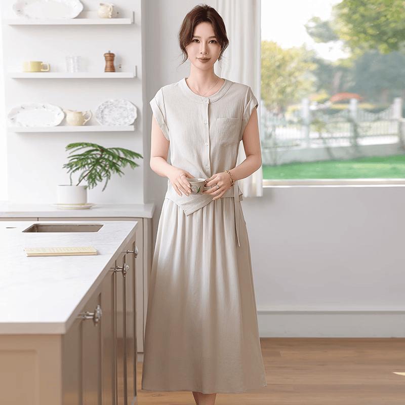 Yuzhaolin Mid-Aged Women's Sleeveless Two-Piece Set