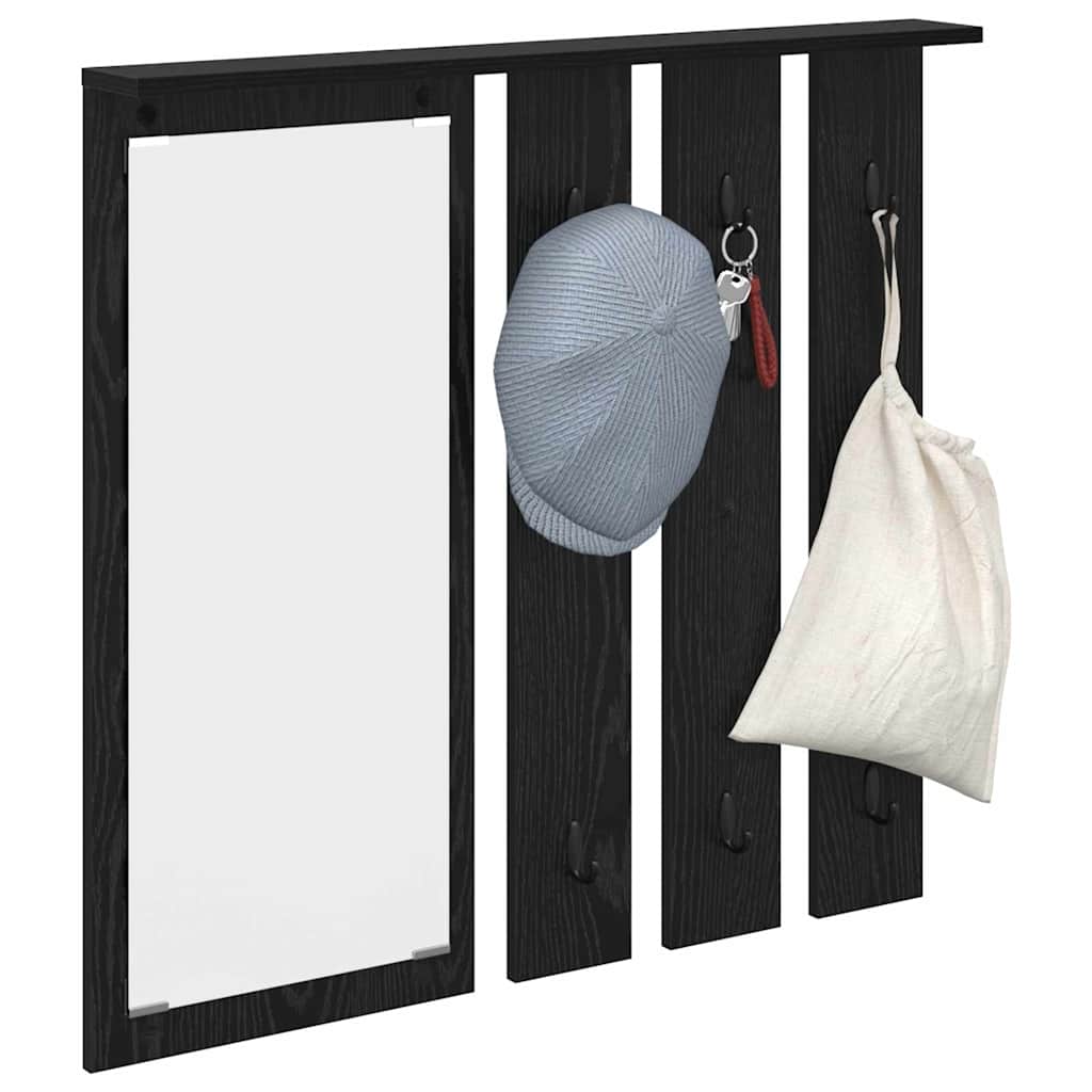 Wall Mounted Coat Rack with Shelf Black Oak Effect
