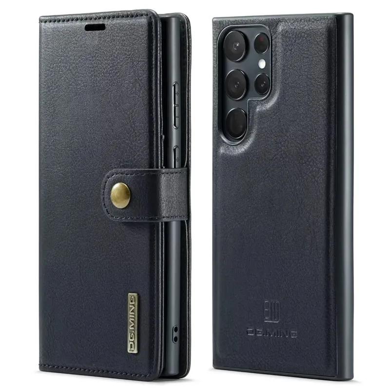 Magnetický flip kožené pouzdro na telefon pro Samsung Galaxy S25 FE S25 Edge S24 Ultra S23 Plus S22 S21 S20 Note 20 10 2 v 1 Odnímatelná peněženka kryt na karty Etui