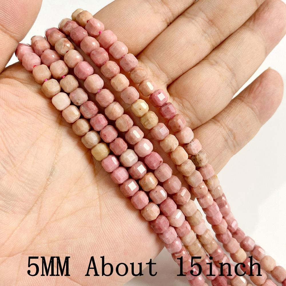 Natural Rose Pink Rhodochrosite Loose Round Heart Flat Chips Beads for Jewelry Making Bracelets Necklace DIY Accessories