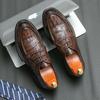 Men's Shoes Large Size New Men's Fashion Business Dress Small Leather Shoes British Stone Pattern Casual Retro Leather Shoes Men