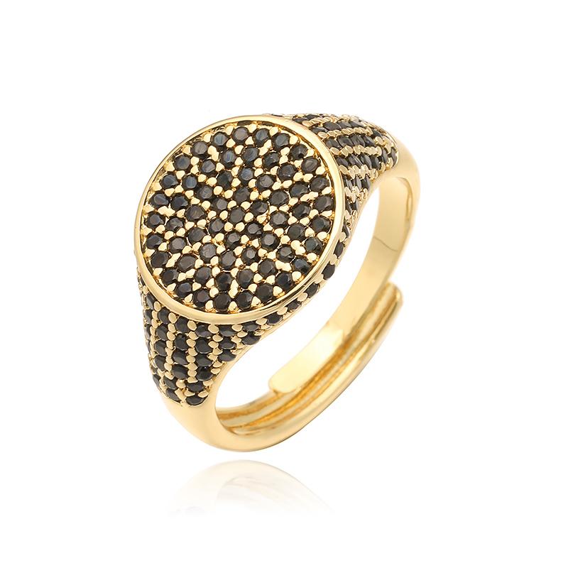 HECHENG,13×22MM Copper Electroplated 18K Gold Multi-colour Zirconia Ring Unisex Couple Adjustable Luxury Jewellery 1 Piece