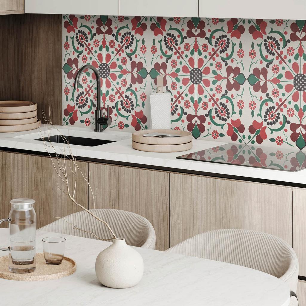 Self-Adhesive Vinyl Decorative Element for Home 120x60 cm Floral Pattern with Symmetry