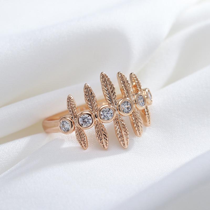 Rose Gold Color Vintage Ring For Women Unique Creative Natural Zircon Accessories Ethnic Bride Daily Fine Jewelry