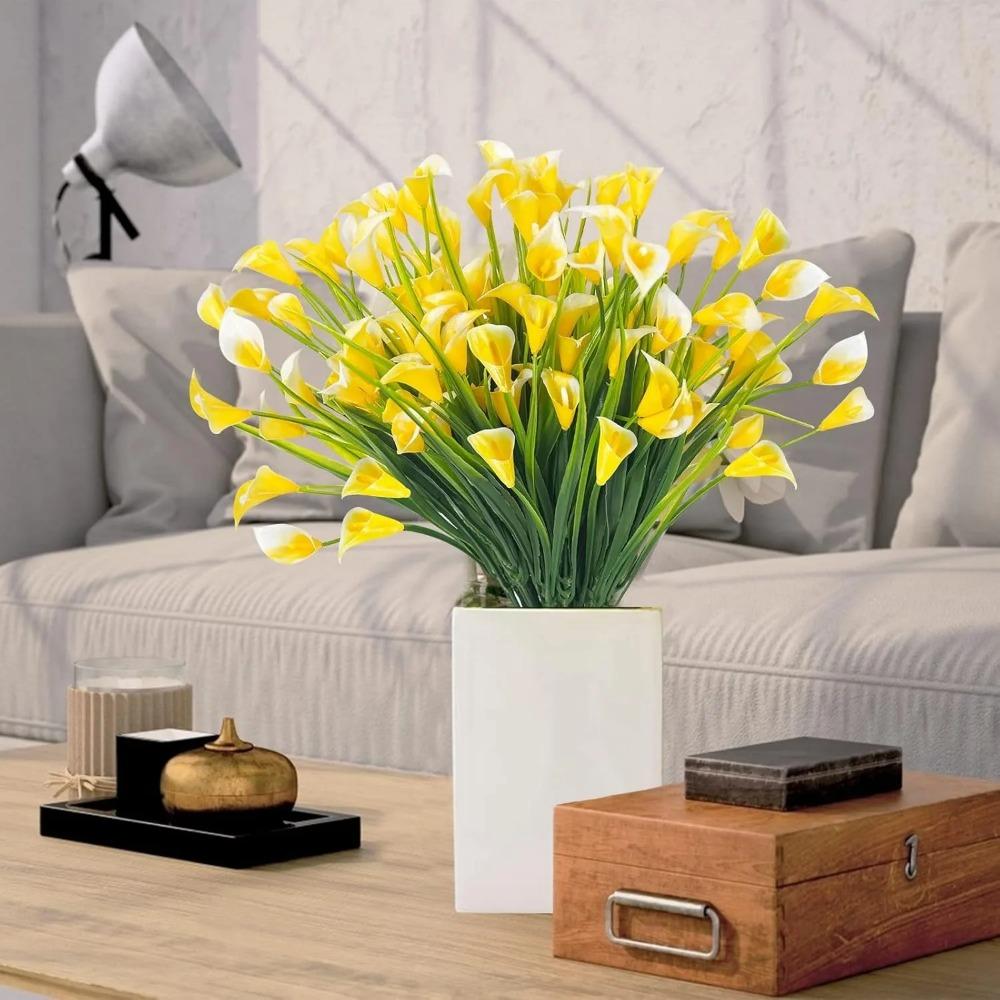 Künstlicher Calla-Lilien-Strauß 33cm Blütenköpfe für Heim-, Raumdeko, Garten, Außenbereich, Vase, Blume, Muttertag, Hochzeitsdekoration