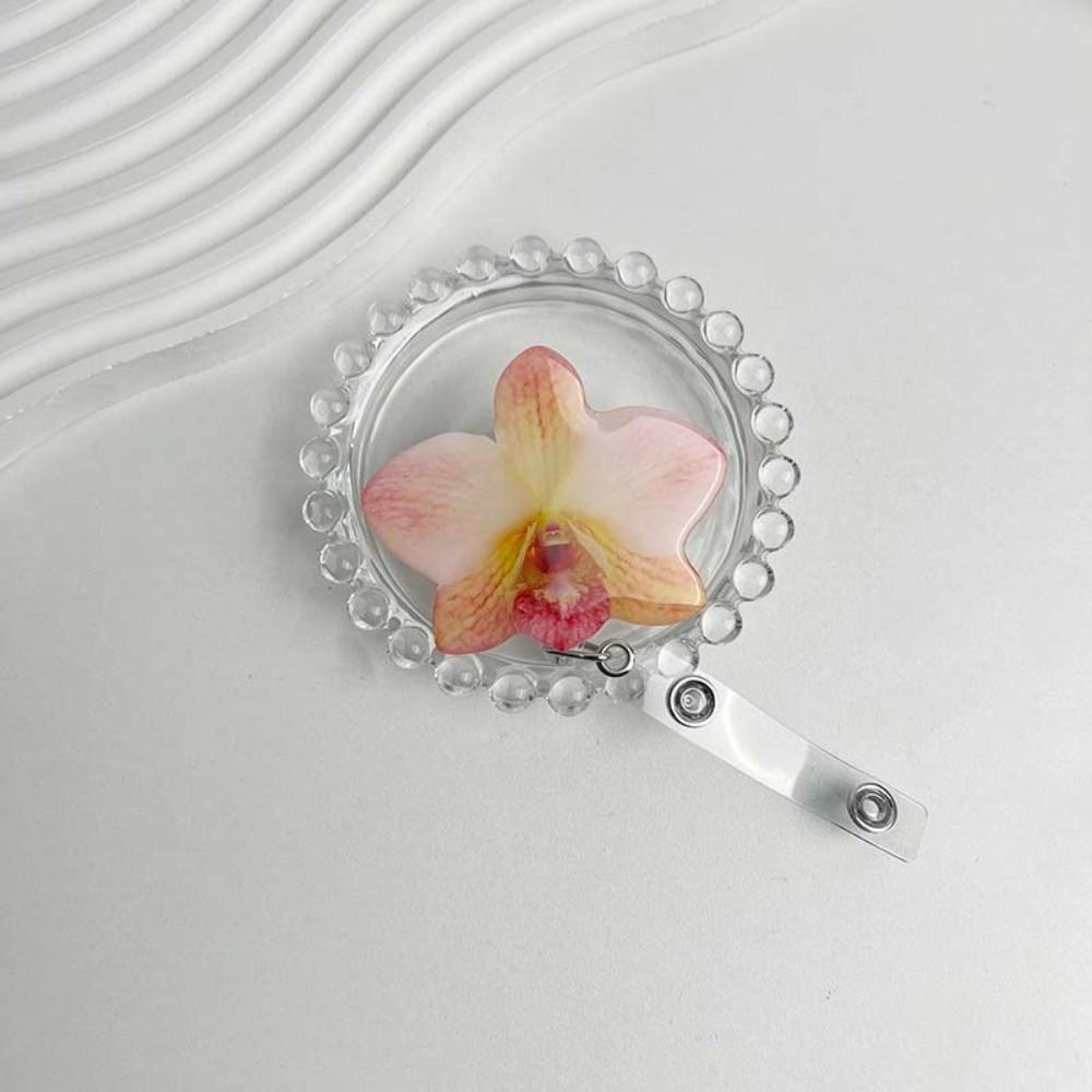 Akrylharts Hållarklämma Orkidéblomma Formad Namnskylt Märke Arbetsintyg