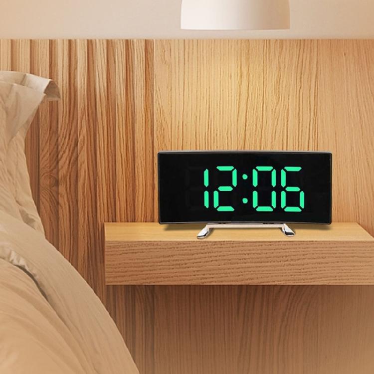 Mirror Double Digital Alarm Clock With Adjustable Night lighting Quiet Operate Temperature Display Double Power Supply