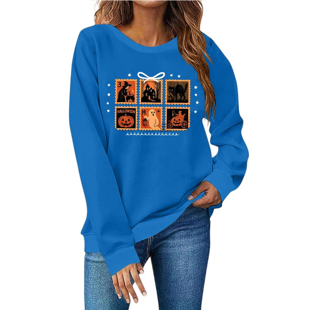 Mote for kvinner, avslappet trykk, avslappet langermet genser med rund hals