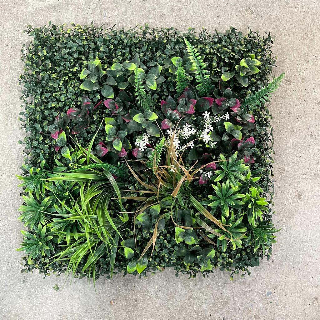 50×50cm Artificial Green Plant Wall - Plastic Vertical Garden, Fake Flower Wall, Synthetic Turf Background
