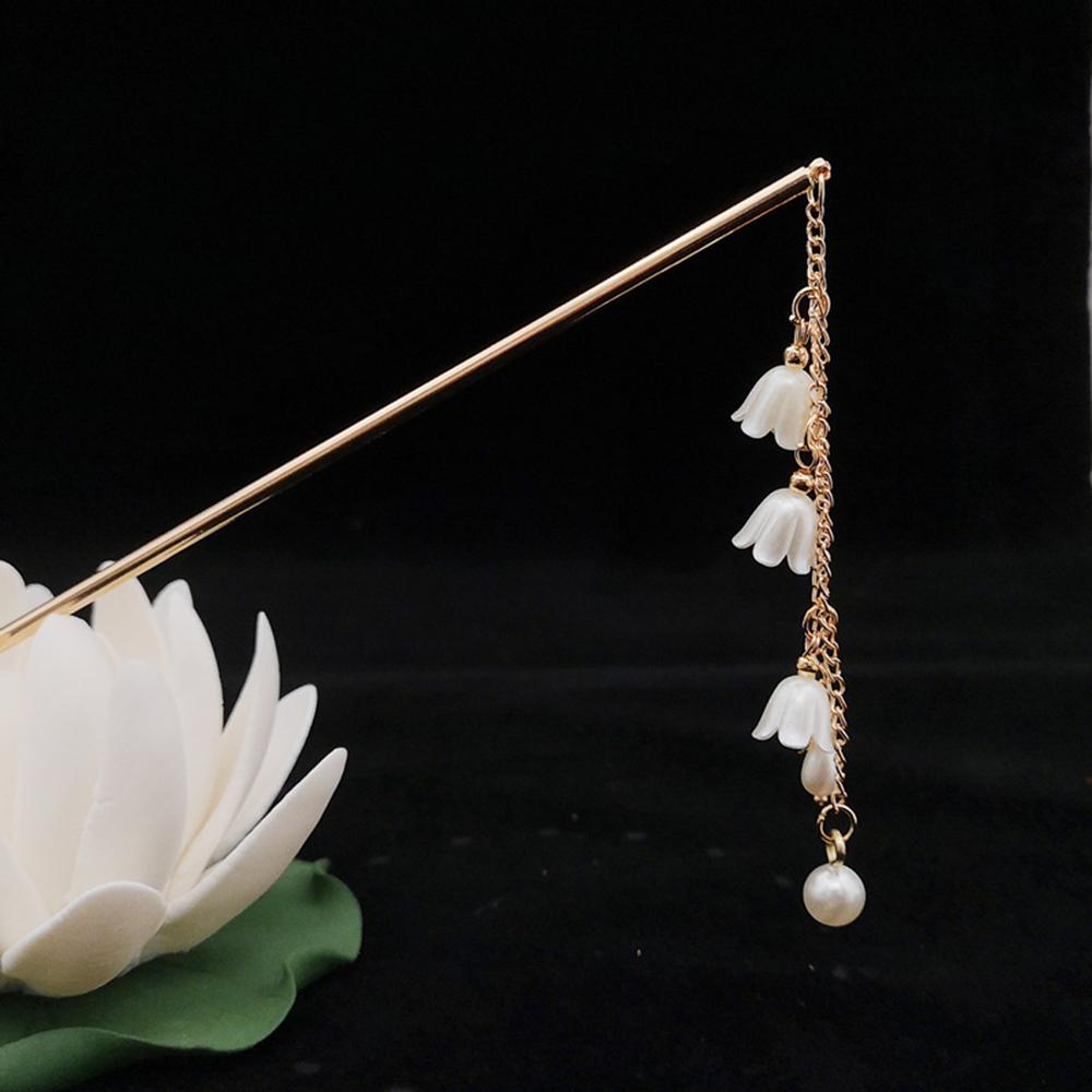 Antiker Stil Hanfu Kopfschmuck Lange Kette Quaste DIY Doppelte Haarnadel Zwei Haargabeln Haarstab Chinesischer Stil Haarstäbchen