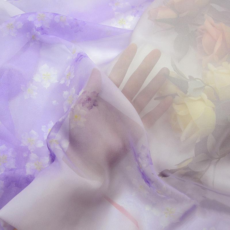 Chinese Style Small Pear Flower Tie-dye Printing Chiffon Fabric For Diy Sewing Craft Cheongsam Hanfu Dress Stage Costume Fabric