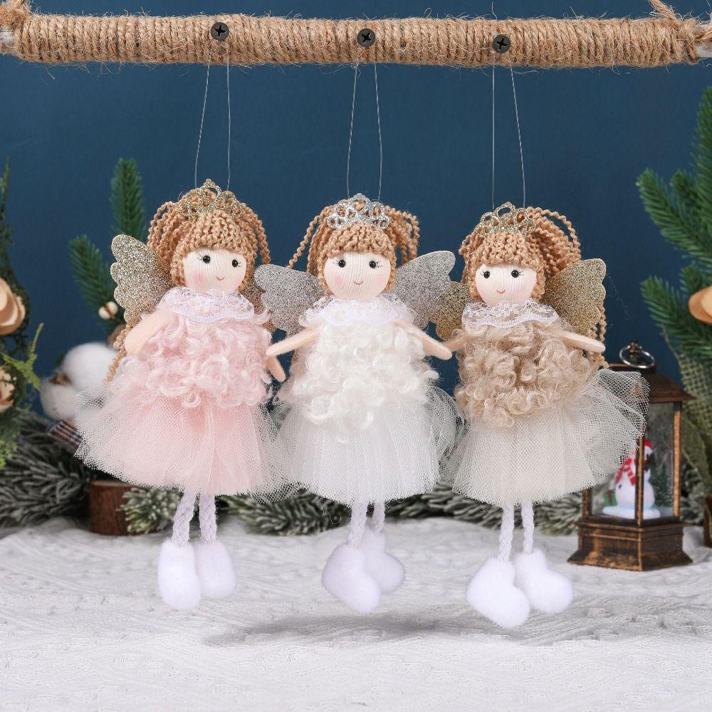 Handmade Christma Doll Ornaments Durable Xmas Angel Ornaments Funny Plush Angel Pendant  Home Decor
