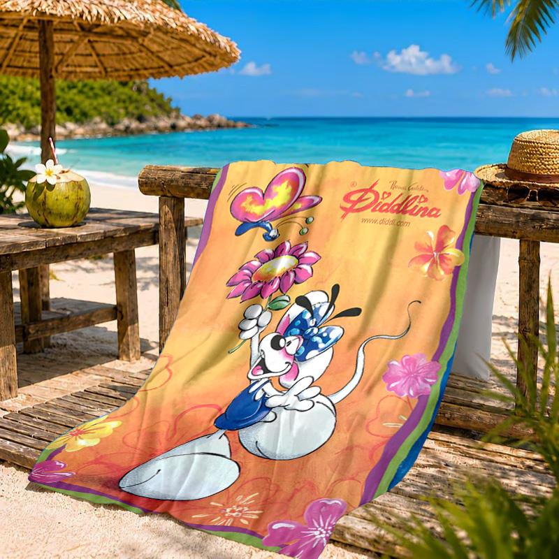 Serviette de plage Diddl Amour et Amitié Couleurs Pastel, Séchage Rapide, Facile d'Entretien, Convient aux Activités Sportives et aux Vacances à la Plage, Essentiel de Sport
