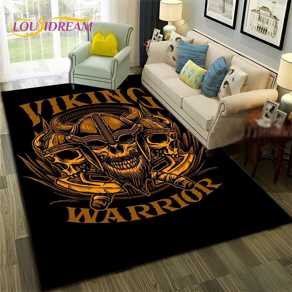 Nordic Viking Odin Valhalla Valknut Carpet Rug for Bedroom Living Room Home Sofa Decoration,Children Game Large Decor Floor Mat