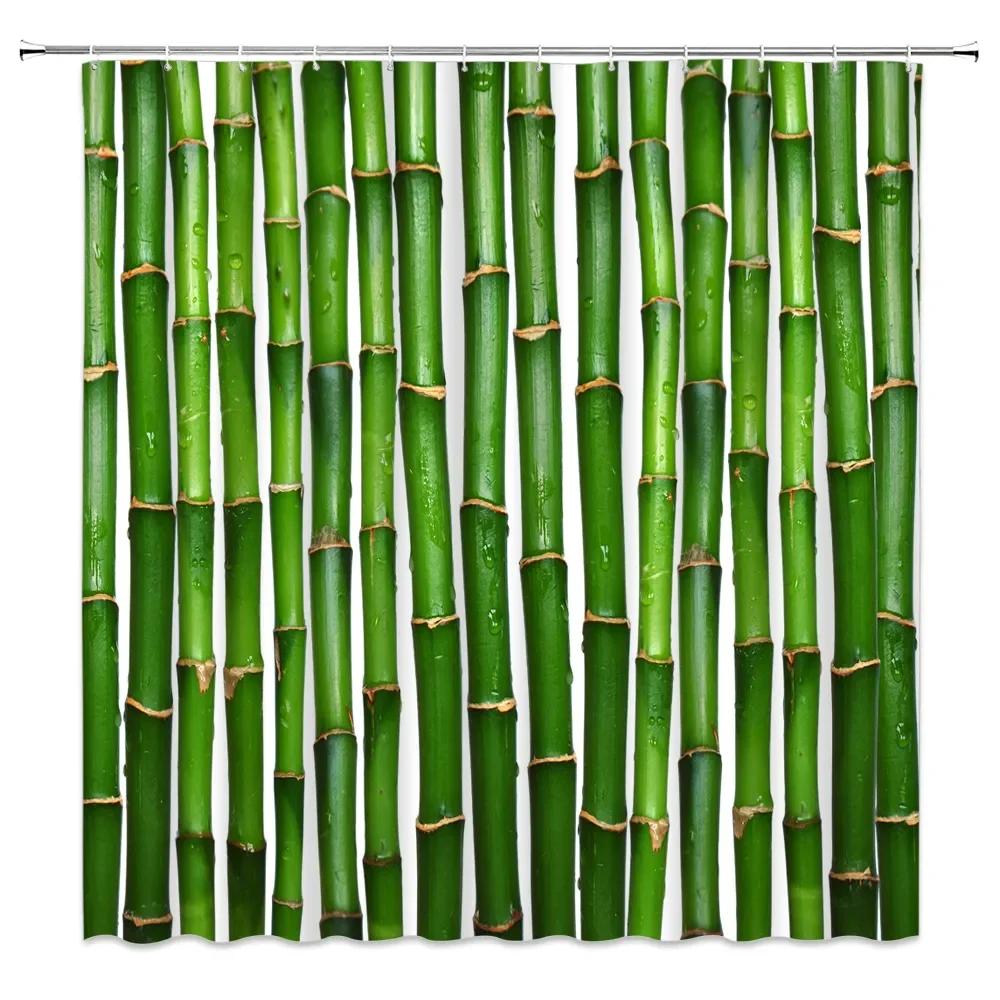Panda Bamboo Shower Curtain, Cartoon Funny Cute Blue Sky Rainbow Kids Bamboo Forest Animals Birds, Bathroom Decorative Fabrics