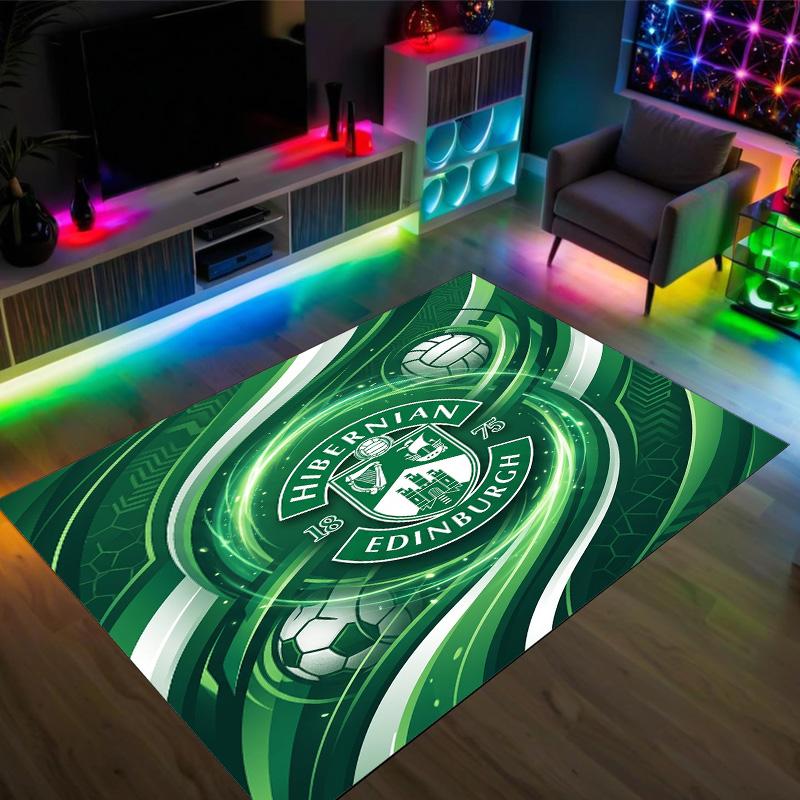 Hibernian FC Design Crystal Velvet Carpet Cozy Non?Slip Printed Rug For Bedroom Living Room Entrance