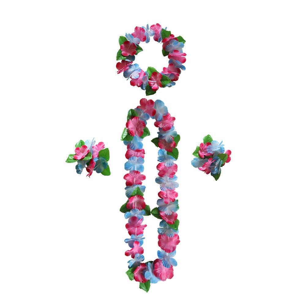 Hawaiian Leis Party Decorations, Hawaiian Flower Necklace Flowers Bracelets Headband, for Tropical Hawaiian Party Theme Beach Party