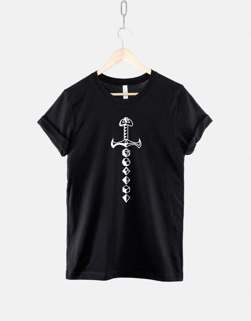 DnD Shirt, Dungeon Master Gift, Tabletop RPG Player Graphic Tee, Sword Dice Design