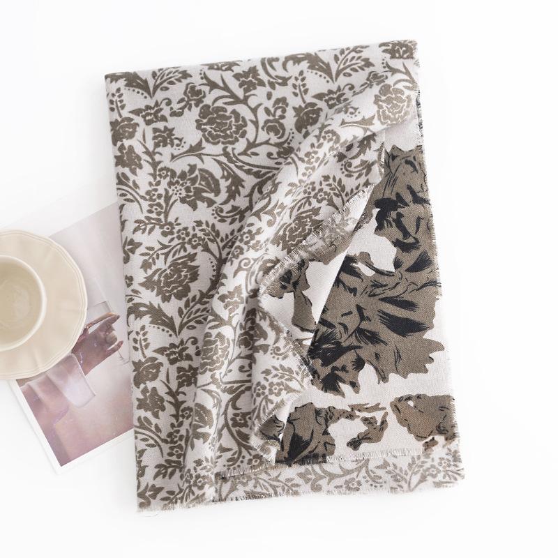 

Зимний кашемировый шарф с имитацией цветка и растений для женщин, для поездок на работу, защита от холода и шеи, модная, элегантная и теплая шаль 65*190cm