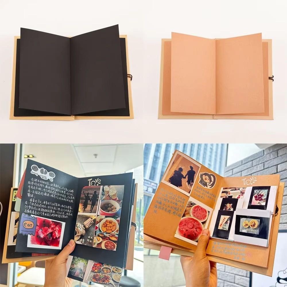Adhesive Style Folding Photo Album Retro Scrapbook Album Accordion Photo Album  Travel Journal