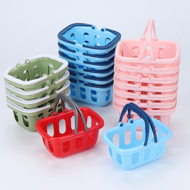 Mini Shopping Basket Toy Set: Dollhouse Grocery & Fruit Accessories